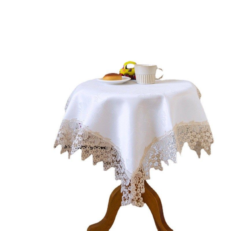 防水防油免洗欧式白色蕾丝花边提花贡缎茶几圆桌布盖巾布艺餐桌布,淘宝优惠券,粉丝福利购,淘宝优惠卷