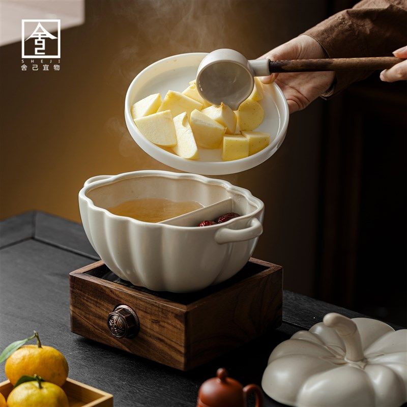 中式围炉煮茶碗带盖带勺陶瓷煮茶器白茶煮泡碗复古茶壶电陶炉套装,淘宝优惠券,粉丝福利购,淘宝优惠卷