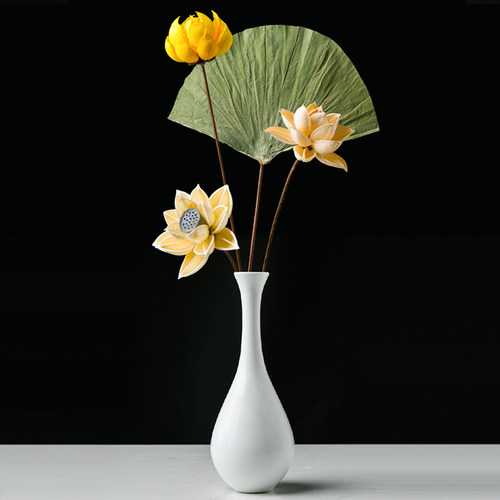 白色陶瓷小花瓶干花摆件客厅假花插花复古餐桌创意中式玄关陶罐 - 图2