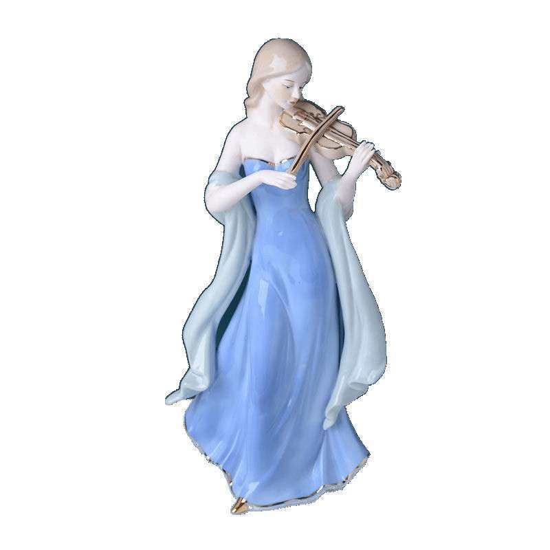 【99%率  新款摆件/小提琴女孩陶瓷人物艺术品摆件中式轻奢家居∑,淘宝优惠券,粉丝福利购,淘宝优惠卷