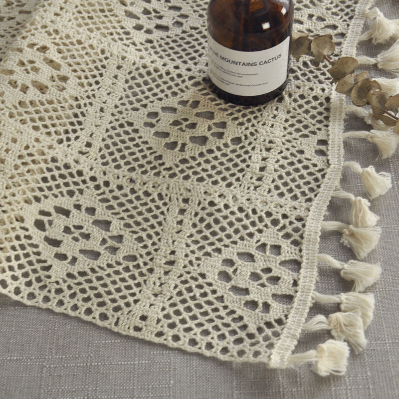 蕾丝电视柜盖布手工钩针花斗柜餐桌旗田园镂空文艺流苏茶几盖巾,淘宝优惠券,粉丝福利购,淘宝优惠卷