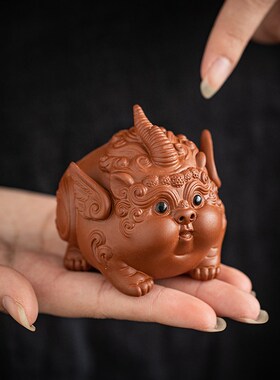 紫砂招财貔貅茶宠摆件创意精品可养个性茶玩茶道茶具配件茶桌装饰