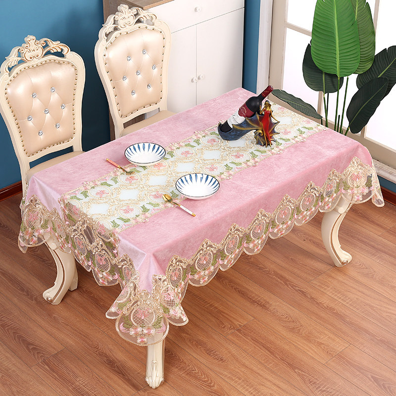 高档长方形家用餐桌布布艺高级感茶几椭圆形奢华防尘台布蕾丝欧式,淘宝优惠券,粉丝福利购,淘宝优惠卷