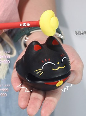 财富+1小木鱼解压摆件办公工位敲打情绪控制稳定佛系桌面摆件