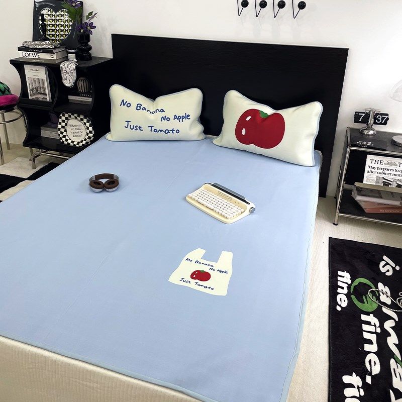 花田小汐 红番茄 数码印花夏季冰丝凉席三件套可折叠水洗空调软席,淘宝优惠券,粉丝福利购,淘宝优惠卷