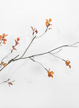 仿真榕树叶枯枝插花假树枝装饰花中式客厅秋色干枝花艺摆件人造花