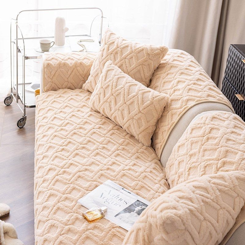 撸猫感兔毛绒沙发垫冬季加厚坐垫子皮沙发罩2023新款毛绒盖布巾,淘宝优惠券,粉丝福利购,淘宝优惠卷