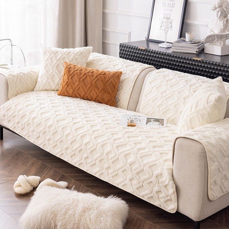撸猫感兔毛绒沙发垫冬季加厚坐垫子皮沙发罩2023新款毛绒盖布巾,淘宝优惠券,粉丝福利购,淘宝优惠卷