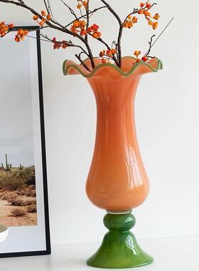 中居古风手工1琉璃花瓶干花餐桌家简约高件级感法式复古桌摆面花