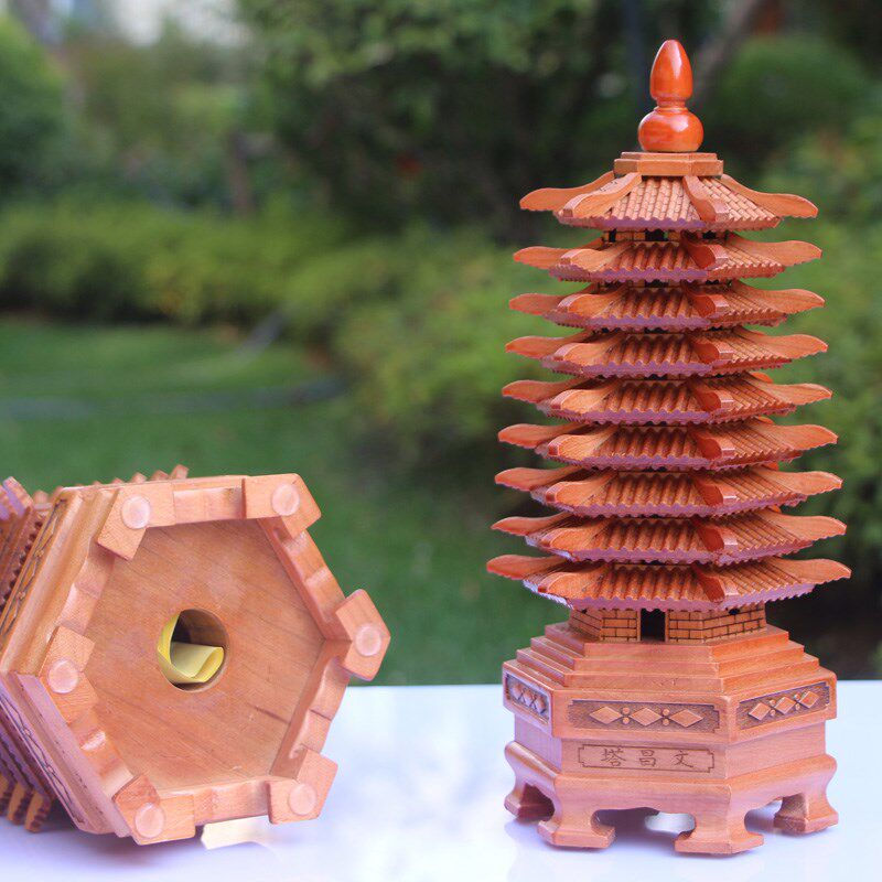 桃木文昌塔摆件九层十三层孩子书房书桌面装饰摆件桃木雕刻文昌塔,淘宝优惠券,粉丝福利购,淘宝优惠卷