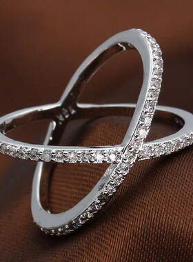 Fashion Rhinestone Wedding Ring For Women Zircon Silver Colo