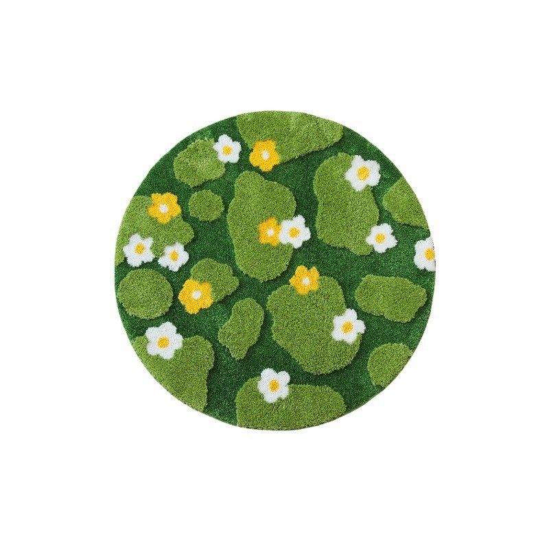 圆形苔藓地毯植绒地毯浴室垫卧室簇绒地毯绿色客厅地毯苔藓地毯,淘宝优惠券,粉丝福利购,淘宝优惠卷