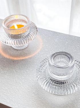 双用玻璃烛杯浪漫烛光晚餐道具香薰蜡烛台空杯家用光影氛围感摆件