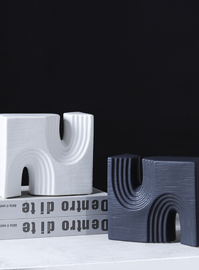 创意几何拱门U形陶瓷工艺品书挡摆件玄关展示柜酒柜电视柜装饰品