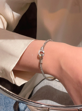 轻奢小众满天星双环锁扣手链女时尚百搭气质高级感波光粼粼手饰品