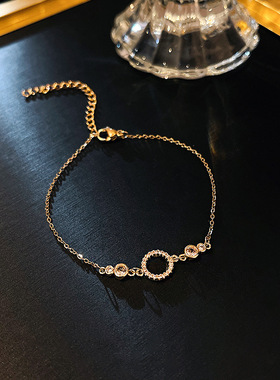 2021年新款设计感圆圈钛钢手链女in潮网红几何形气质时尚手饰品