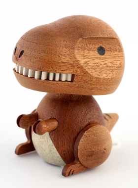 Jencrd车载摇头摆件中控台汽车高档车饰品木质公仔可爱创意恐龙