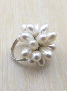 High Quality Adjustable Natural Pearl Rings Fresh Water Pear