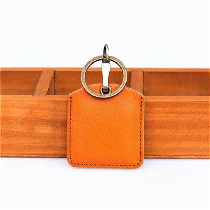 Genuine leather mini card holder square card holder cowhide bus subway access control elevator card attendance meal card