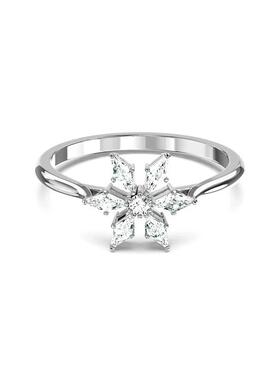 Elegant Temperament White Snowflake Flower Shaped Ring Simpl