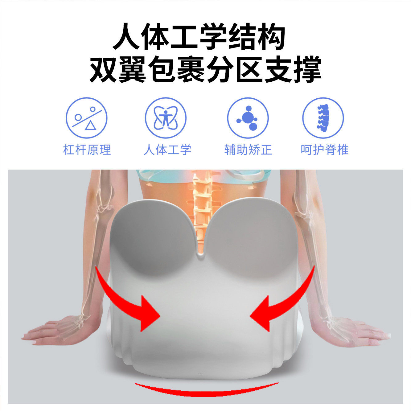 白豚博士护腰坐垫人体工学护腰坐垫腰部支撑座椅靠垫办公久坐神器,淘宝优惠券,粉丝福利购,淘宝优惠卷