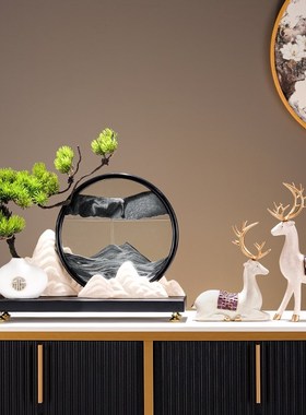 迎客松流沙画摆件客厅玄关办公室桌面茶室装饰品开业乔迁新居礼品