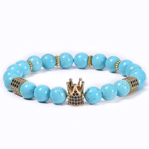 Natural Turquoise Braided Brlet Natural Stone Copper Micro-S - 图1