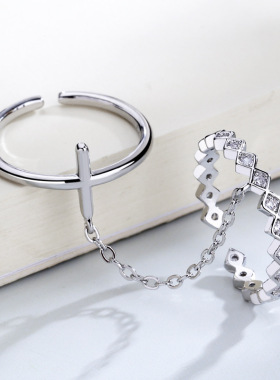 Punk Cool Cross Rings For Women Men Silver Color Adjustable