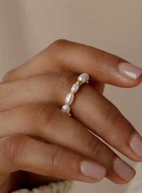 Orazio Korean Minimalist Pearl Ring for Women Girl White Rou