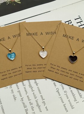 Romantic Sweet Cute Colorful Heart Shape Pendant Link Chain