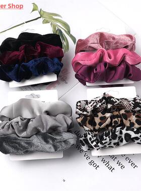 3/5/Pcs+Silk+Scrunchies+Print+Leopard+Scrunchie+Set+Elastic