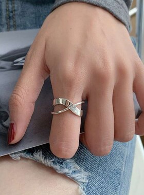 Ins tendy metallic minority design ring female fashion chain