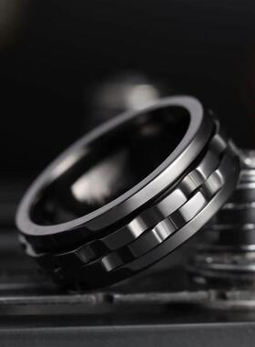 Punk Style Gear Rotating Anxiety Fidget Ring Titanium Steel