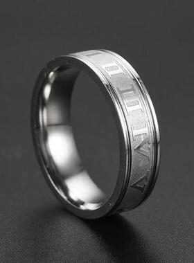 Roman Numberss Ring Temperament 6mm Width Stainless Steel