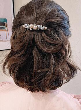 Korean+Fashion+New+Pearl+Rhinestone+Hair+Clip+Womens+Side+C