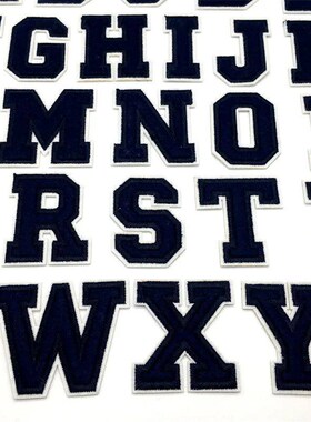 Navy Blue Letters Embroidery Patches Applique Diy Alphabet I