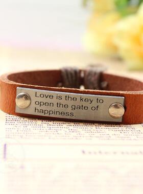 。Love is the key to happiness. Alloy letter Leather Brlet w