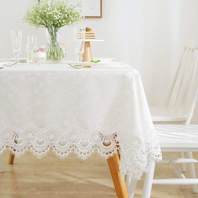 唯米5152百搭白色蕾丝镂空花边长方形餐桌布艺小圆形防尘盖巾台布,淘宝优惠券,粉丝福利购,淘宝优惠卷