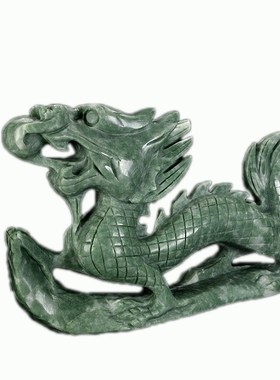 天然鲁山绿玉龙摆件青龙玉石生肖龙家居工艺品摆设办公室商务礼品