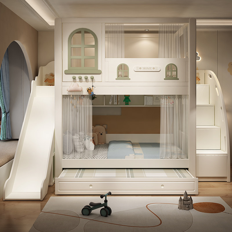 儿童床男孩高护栏上下床双层上下铺树屋高低床小户型省空间,淘宝优惠券,粉丝福利购,淘宝优惠卷