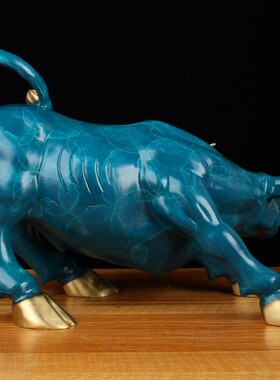 手工彩绘铜华尔街牛摆件 铜 摆件 牛 摆件