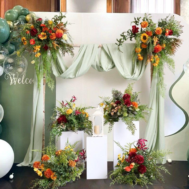 森系婚礼活动花卉仿真婚庆路引花绿色背景装饰花台花桌花壁挂花排,淘宝优惠券,粉丝福利购,淘宝优惠卷