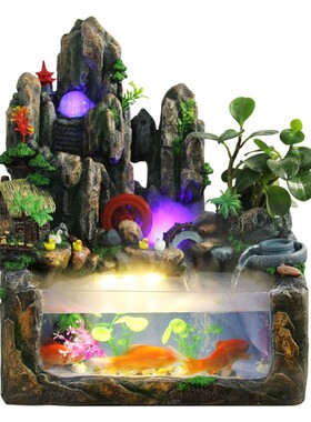 假山喷泉桌面摆件流水招财办公室循环加湿器水景装饰开业礼品前台
