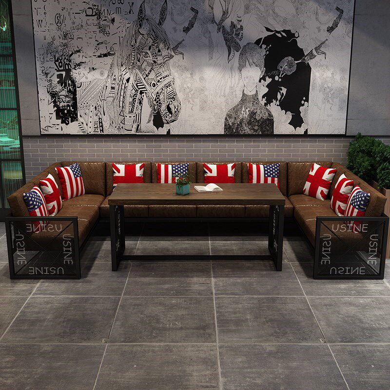 复古工业风铁艺主题餐厅酒吧卡座沙发烧烤清吧咖啡火锅店桌椅组合,淘宝优惠券,粉丝福利购,淘宝优惠卷