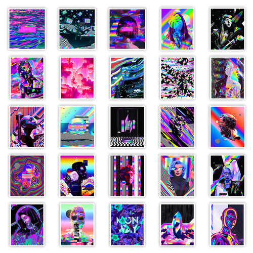 50PCS Dreamy Cool Stickers Aesthetic DIY Decorative Laptop P - 图2