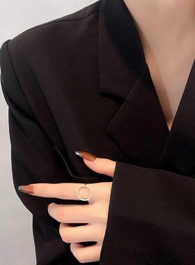 Zircon circle ring female design sense niche open index fing