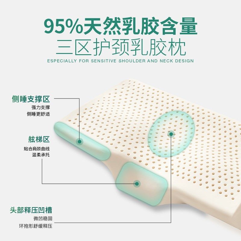 皇家袋鼠泰国乳胶枕头护颈椎枕助睡眠天然橡胶蝶形枕侧睡分区,淘宝优惠券,粉丝福利购,淘宝优惠卷