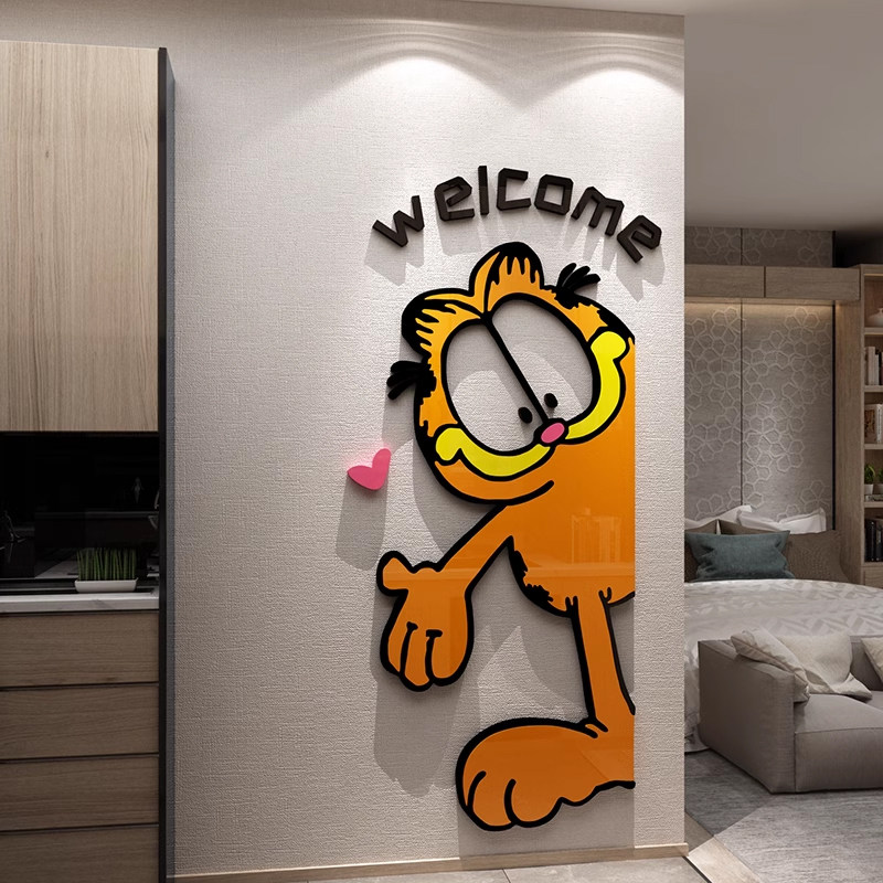 欢迎回家电梯入户门贴纸加菲猫儿童房间墙面装饰卧室玄关背景布置,淘宝优惠券,粉丝福利购,淘宝优惠卷