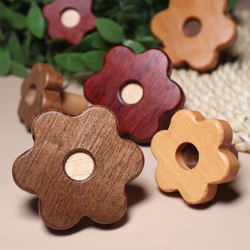 创意实木挂衣钩进门玄关墙壁挂衣架衣帽钩免打孔装饰挂钩柜门把手 - 图1