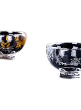 加厚水晶吉祥八宝碗特小号供杯圣水杯供碗家用佛堂净水杯酥油灯座